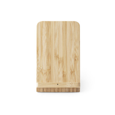 LEAVITT. Smartphone holder and ballpoint holder with 10W fast wireless charger in bamboo